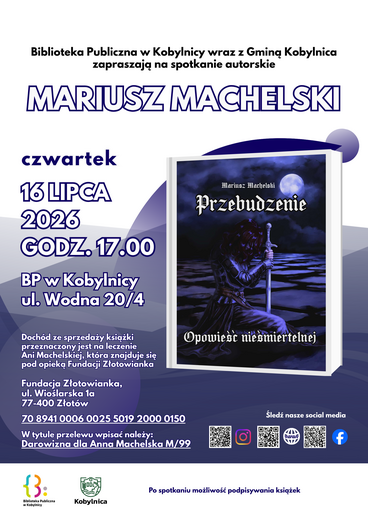 Promocja książki-cegiełki Mariusza Machelskiego w Bibliotece Publicznej w Kobylnicy