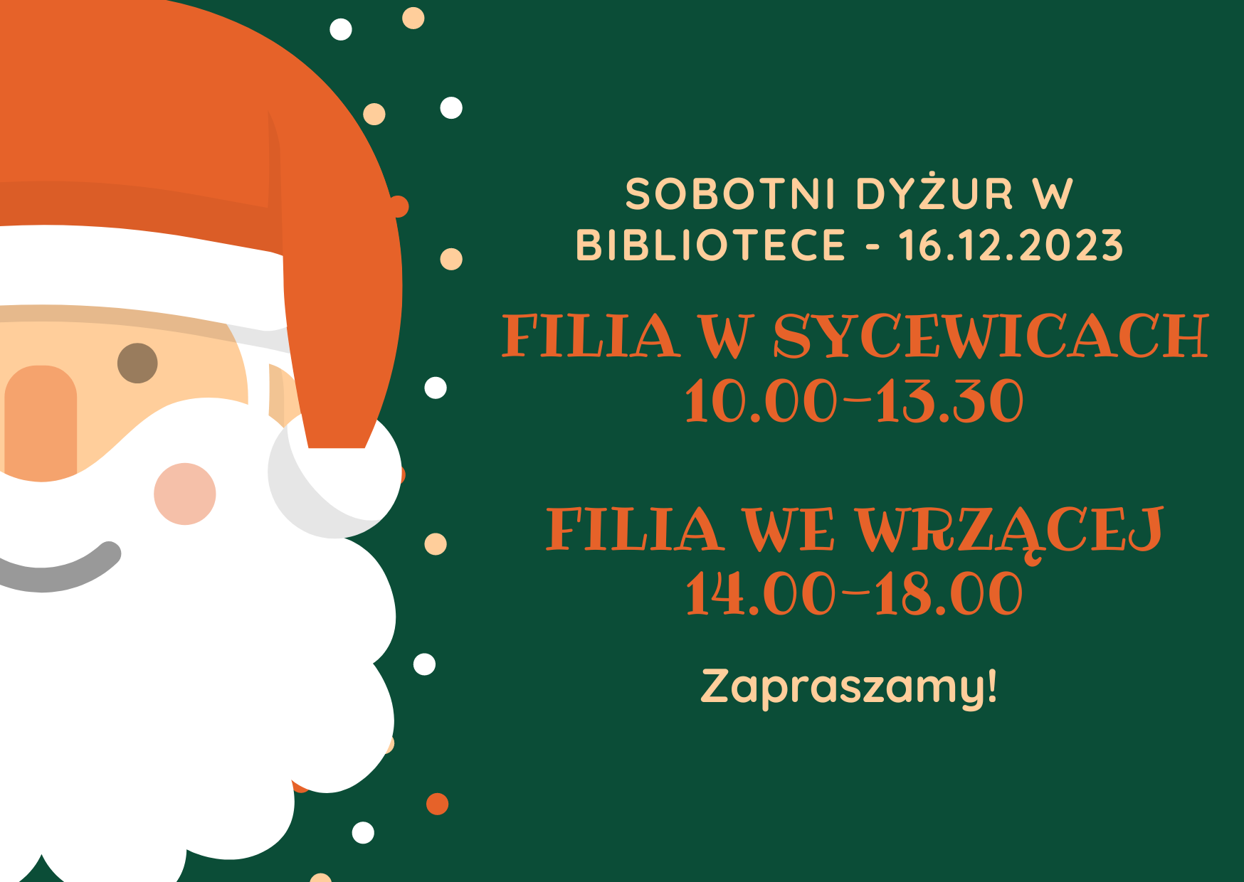 Sobotni dyżur biblioteki - informacja