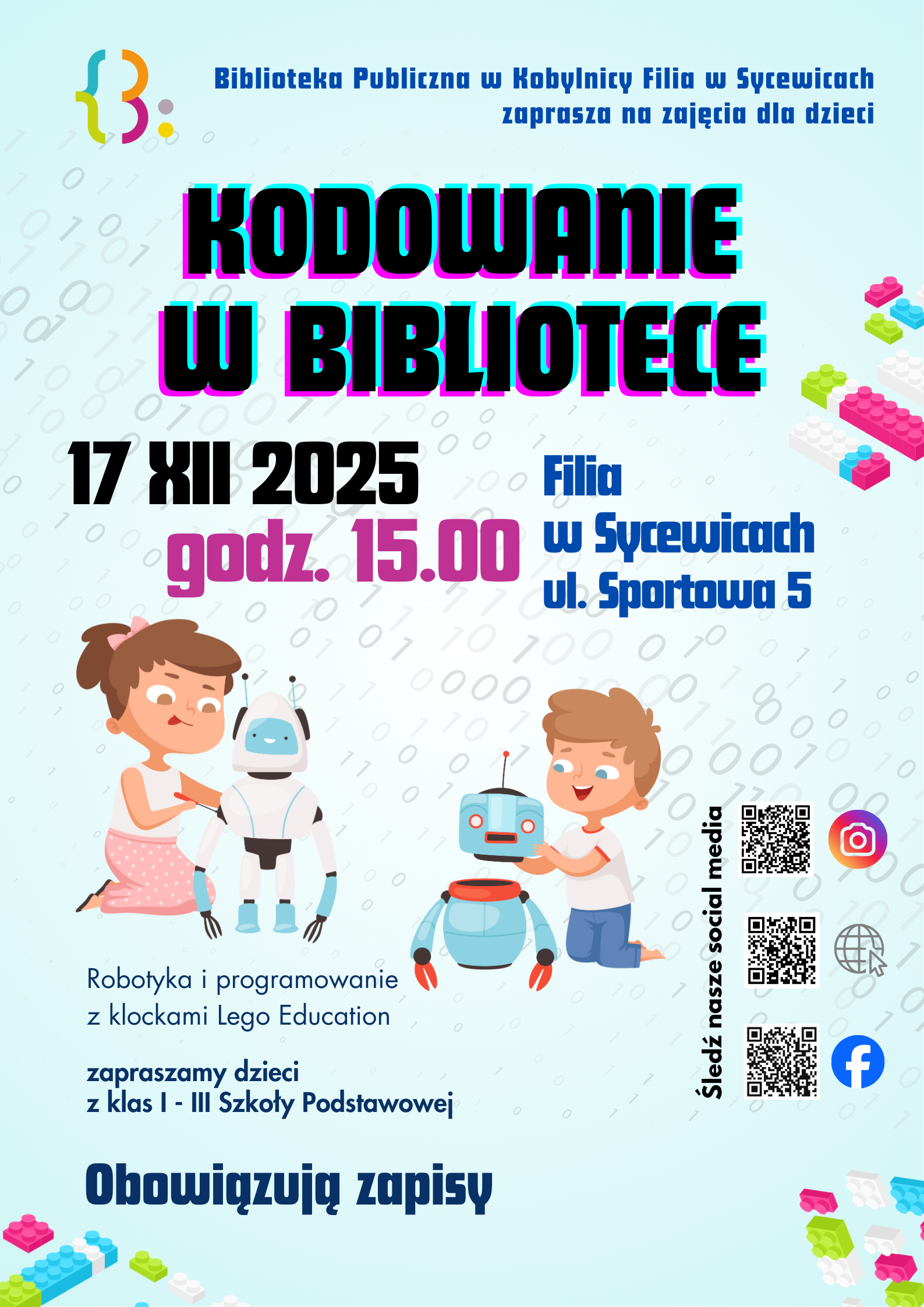 Kodowanie w&nbsp;bibliotece w&nbsp;Sycewicach - 17.12.2025 godz. 15.00
