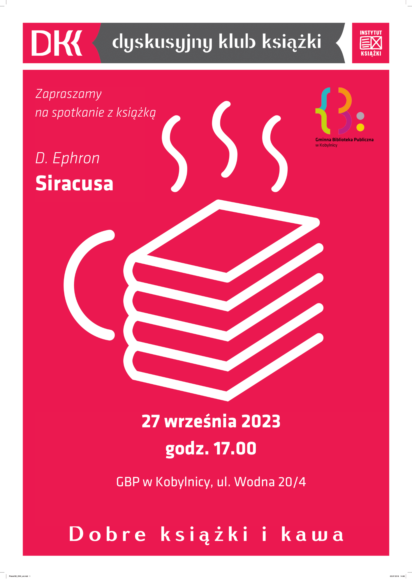 Dyskusyjny Klub Książki - 27.09.2023 godz.17.00. GBP w&nbsp;Kobylnicy