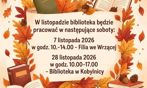 Dyżury biblioteczne w BP w Koylnicy w listopadzie 2026