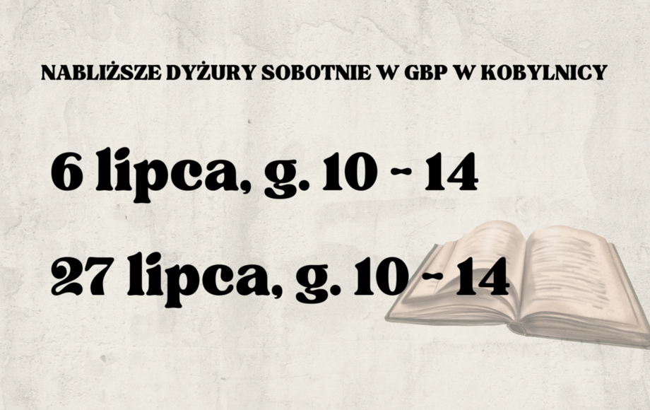 Biblioteczne dyżury sobotnie w lipcu